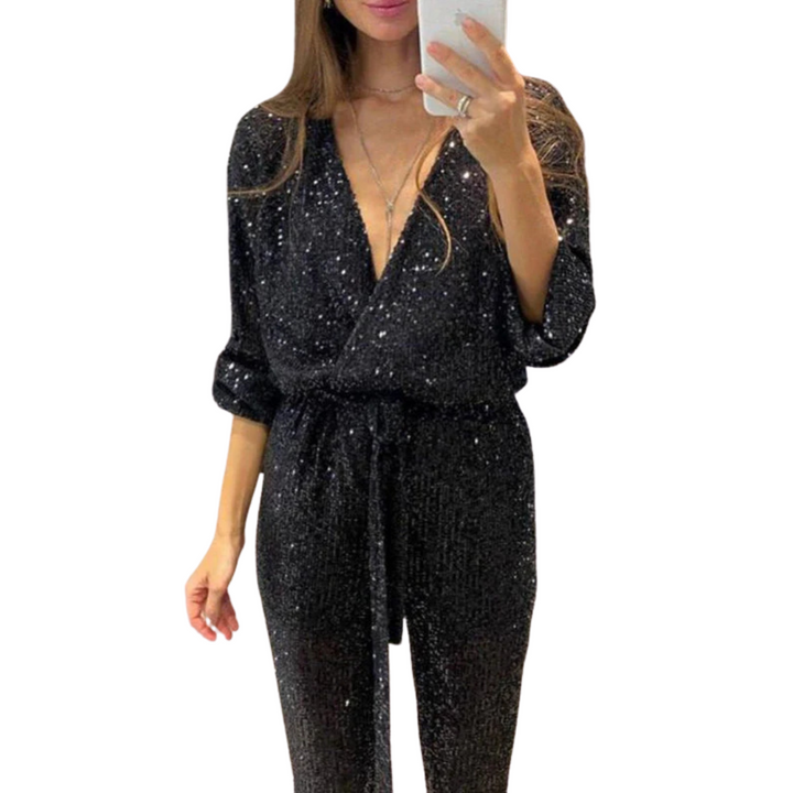 Victoria Long-sleeve sequin jumpsuit