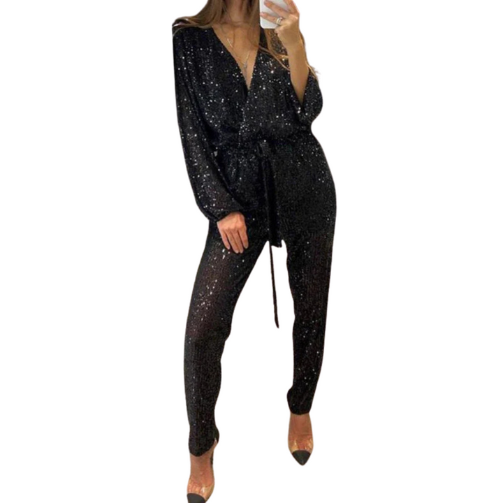 Victoria Long-sleeve sequin jumpsuit