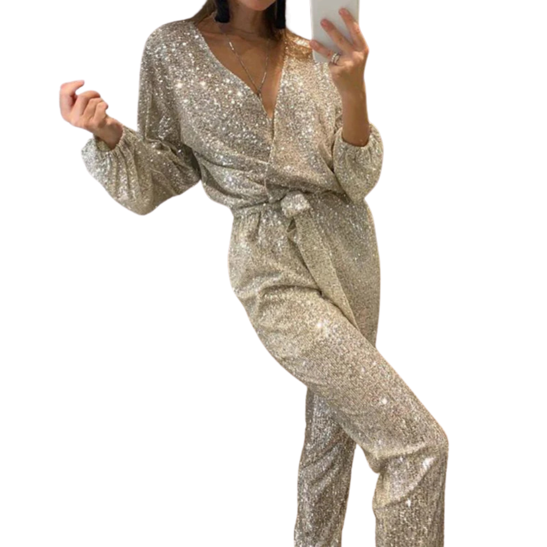 Victoria Long-sleeve sequin jumpsuit