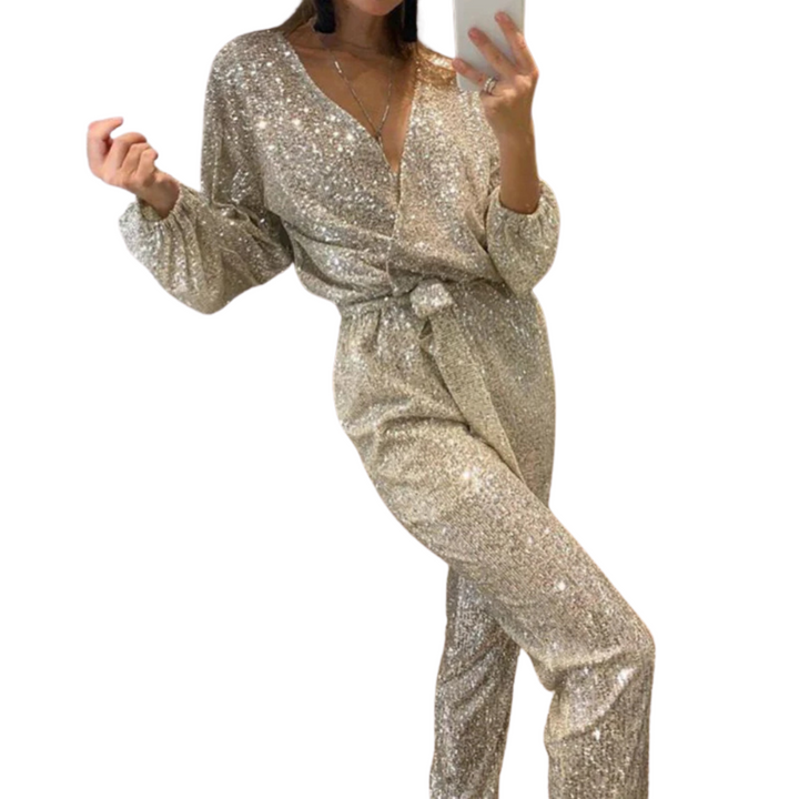 Victoria Long-sleeve sequin jumpsuit