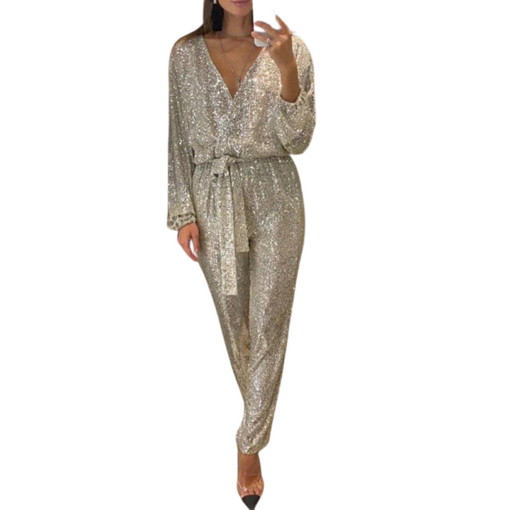 Victoria Long-sleeve sequin jumpsuit