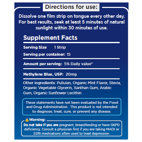 METHYLENE BLUE NOOTROPIC DISSOLVING STRIPS - Struggling with brain fog, forgetfulness, or that sluggish mental start in the morning?